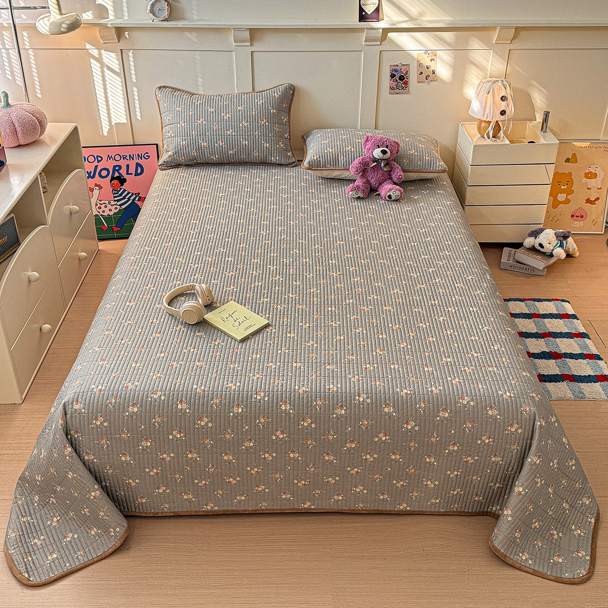 橙子家居 2025新款棉加绒床盖床盖单件床盖单品床盖三件套夹层水洗棉花跑量款现货 见春山