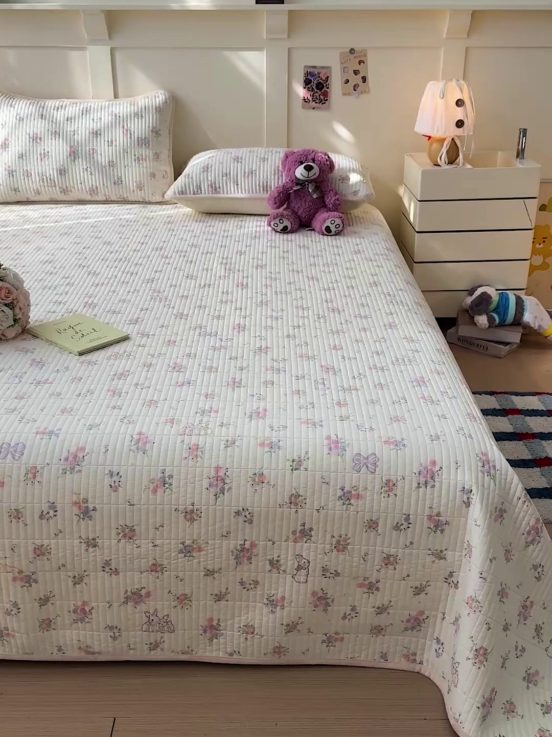 91家纺网 家纺一手货源 找家纺 橙子家居 2025新款棉加绒床盖床盖单件床盖单品床盖三件套夹层水洗棉花跑量款现货 萝莉兔