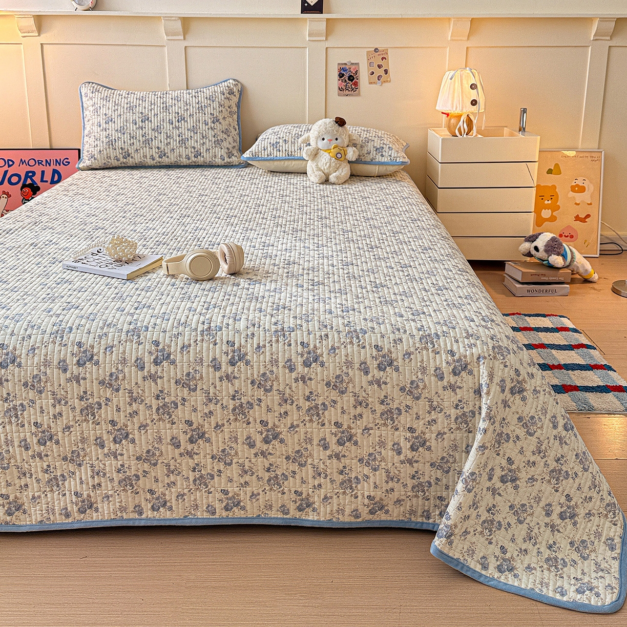 91家纺网 家纺一手货源 找家纺 橙子家居 2025新款棉加绒床盖床盖单件床盖单品床盖三件套夹层水洗棉花跑量款现货 千代兰