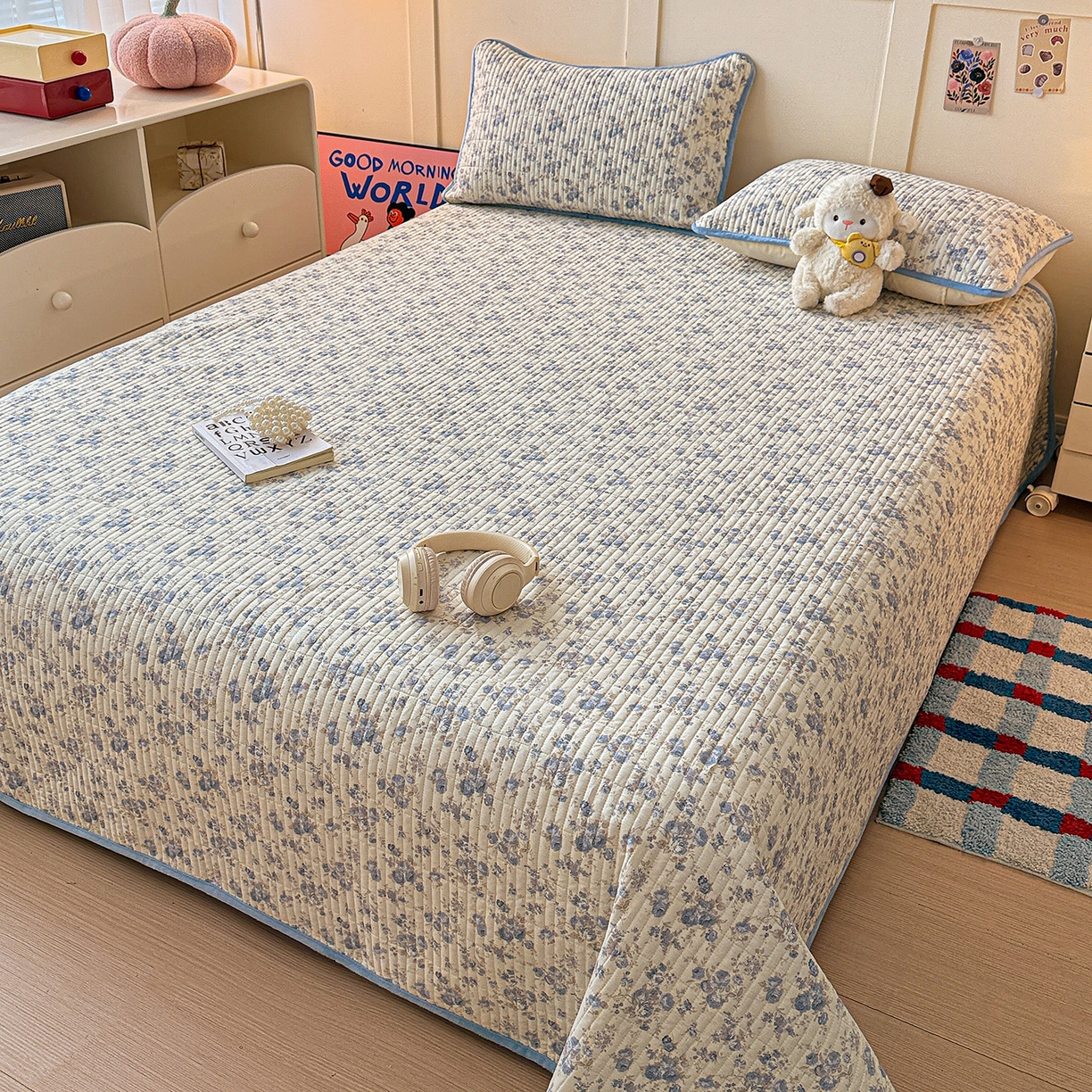 91家纺网 家纺一手货源 找家纺 橙子家居 2025新款棉加绒床盖床盖单件床盖单品床盖三件套夹层水洗棉花跑量款现货 千代兰