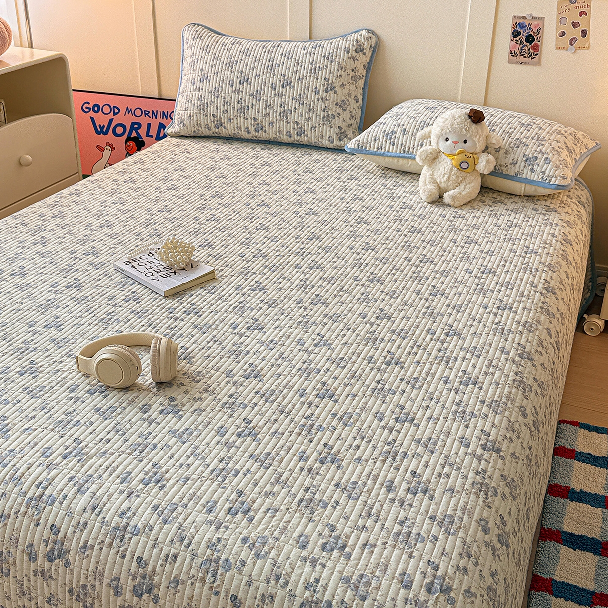 91家纺网 家纺一手货源 找家纺 橙子家居 2025新款棉加绒床盖床盖单件床盖单品床盖三件套夹层水洗棉花跑量款现货 千代兰