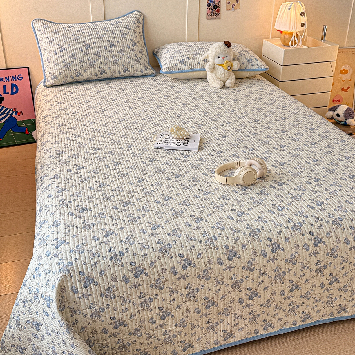 91家纺网 家纺一手货源 找家纺 橙子家居 2025新款棉加绒床盖床盖单件床盖单品床盖三件套夹层水洗棉花跑量款现货 千代兰