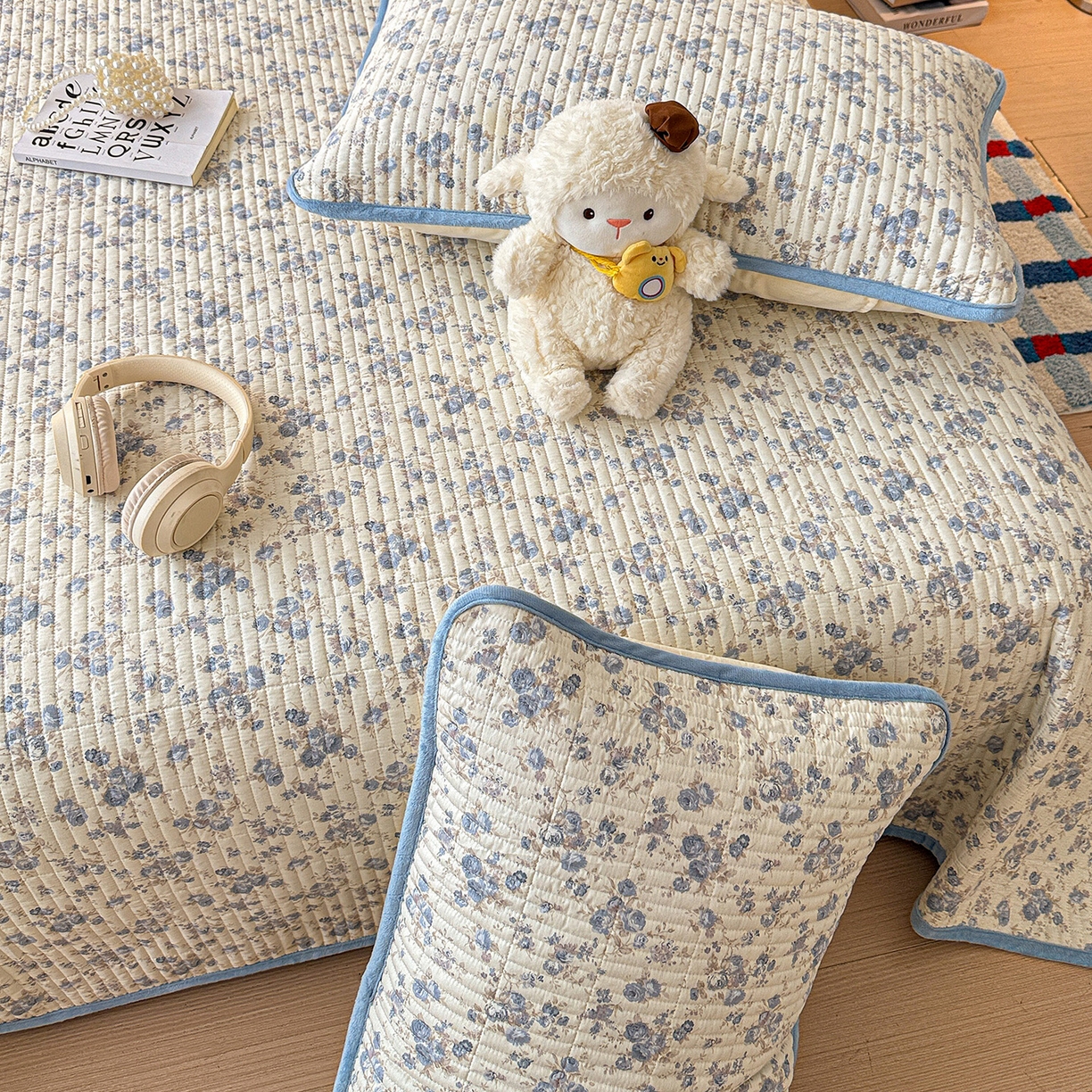 91家纺网 家纺一手货源 找家纺 橙子家居 2025新款棉加绒床盖床盖单件床盖单品床盖三件套夹层水洗棉花跑量款现货 千代兰