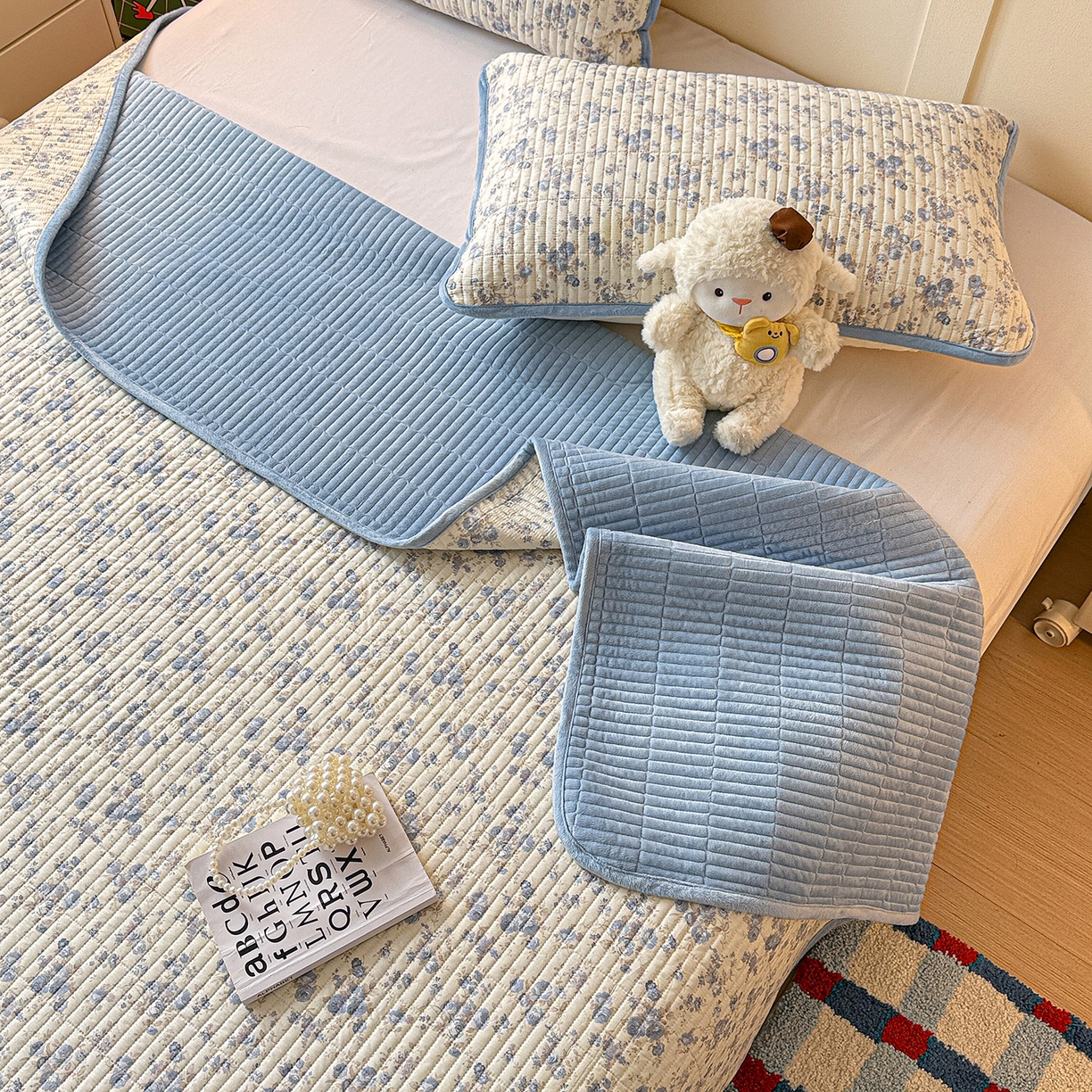 91家纺网 家纺一手货源 找家纺 橙子家居 2025新款棉加绒床盖床盖单件床盖单品床盖三件套夹层水洗棉花跑量款现货 千代兰