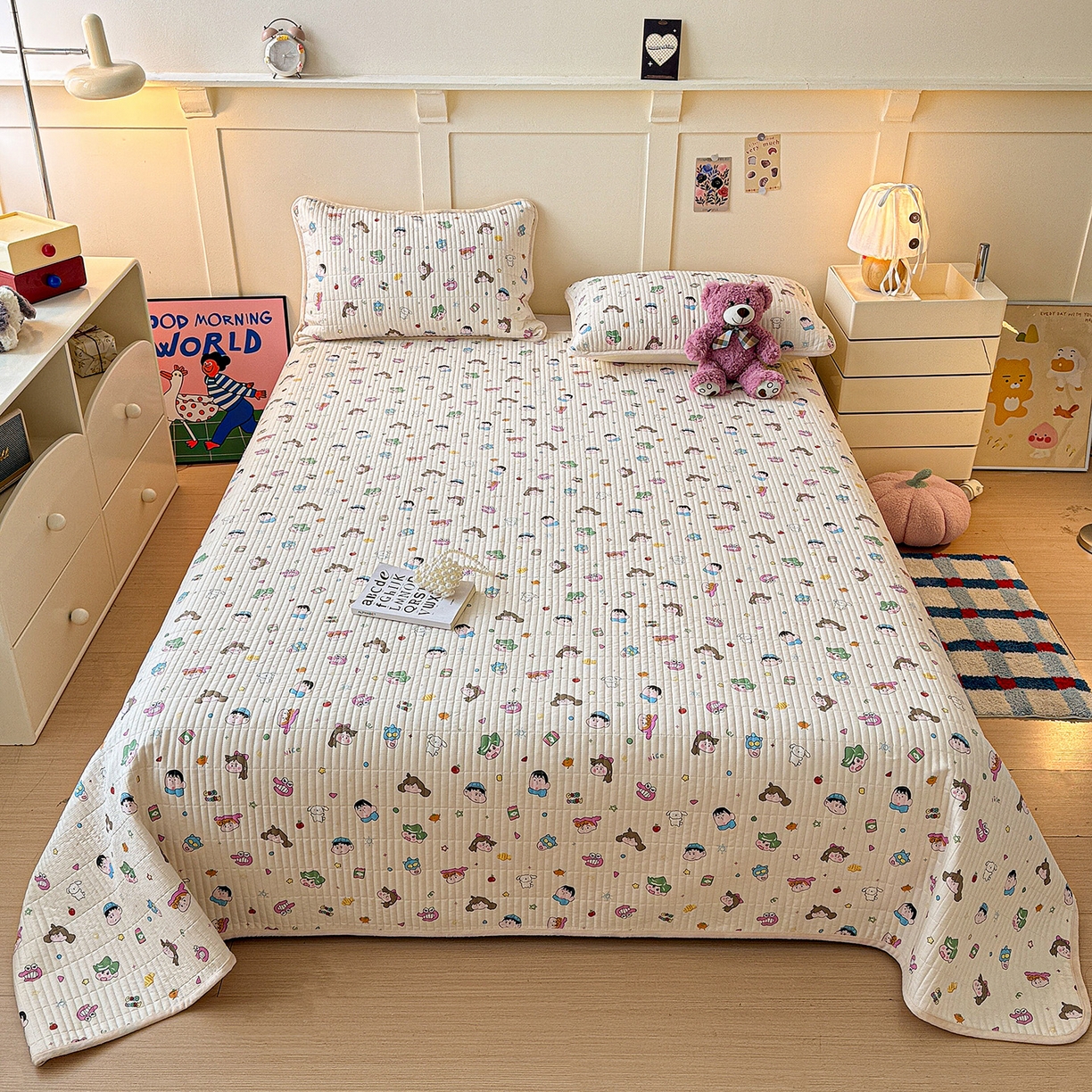 橙子家居 2025新款棉加绒床盖床盖单件床盖单品床盖三件套夹层水洗棉花跑量款现货 新新一家