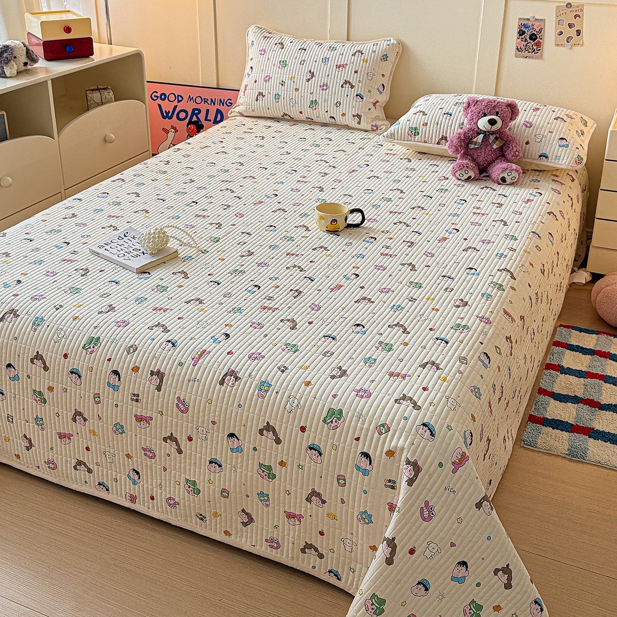 91家纺网 家纺一手货源 找家纺 橙子家居 2025新款棉加绒床盖床盖单件床盖单品床盖三件套夹层水洗棉花跑量款现货 新新一家