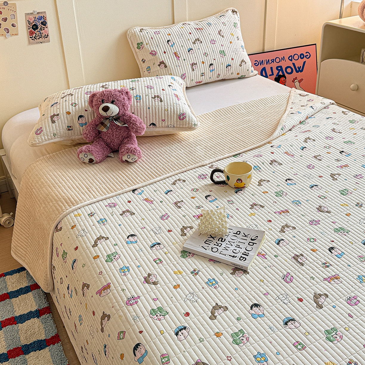 91家纺网 家纺一手货源 找家纺 橙子家居 2025新款棉加绒床盖床盖单件床盖单品床盖三件套夹层水洗棉花跑量款现货 新新一家