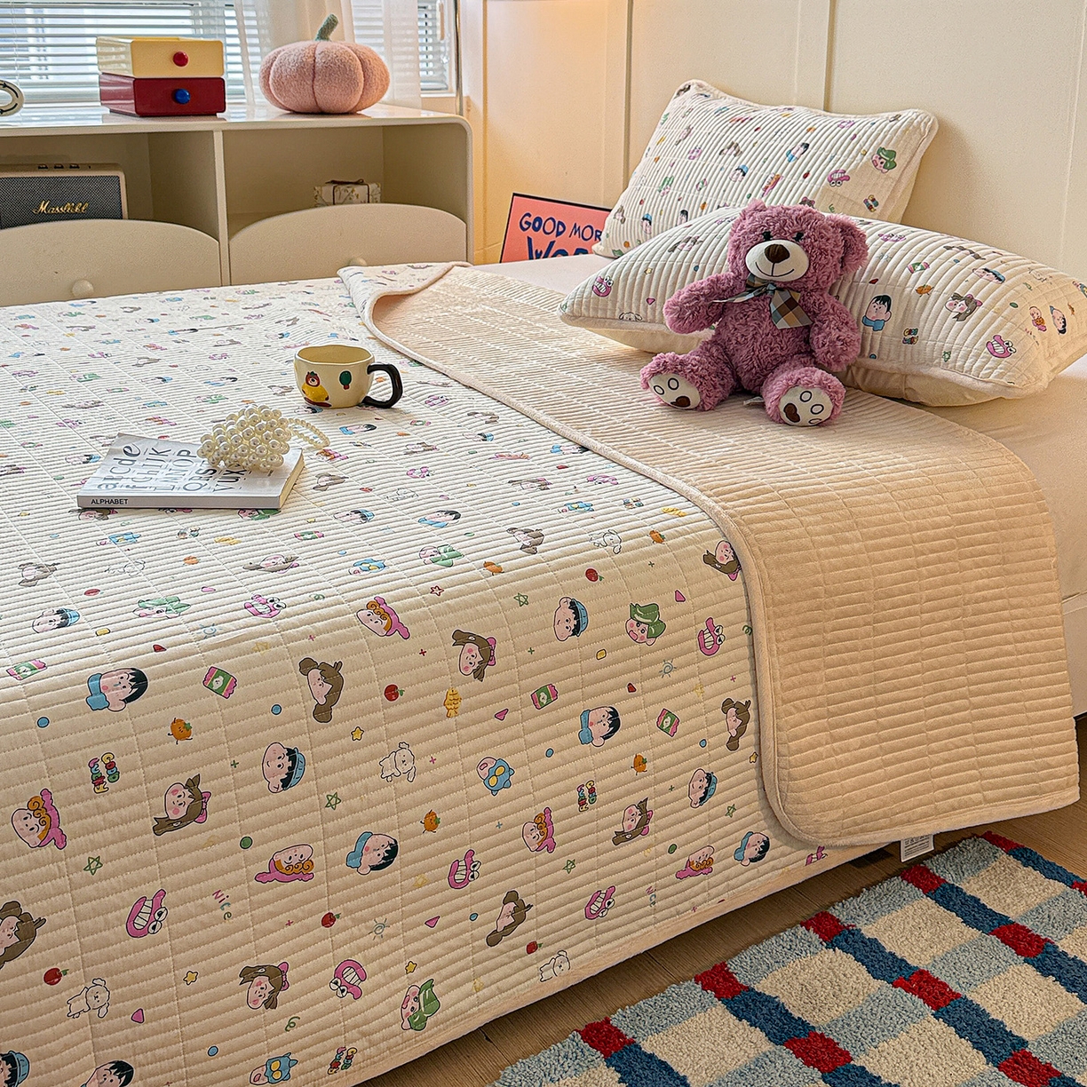 91家纺网 家纺一手货源 找家纺 橙子家居 2025新款棉加绒床盖床盖单件床盖单品床盖三件套夹层水洗棉花跑量款现货 新新一家