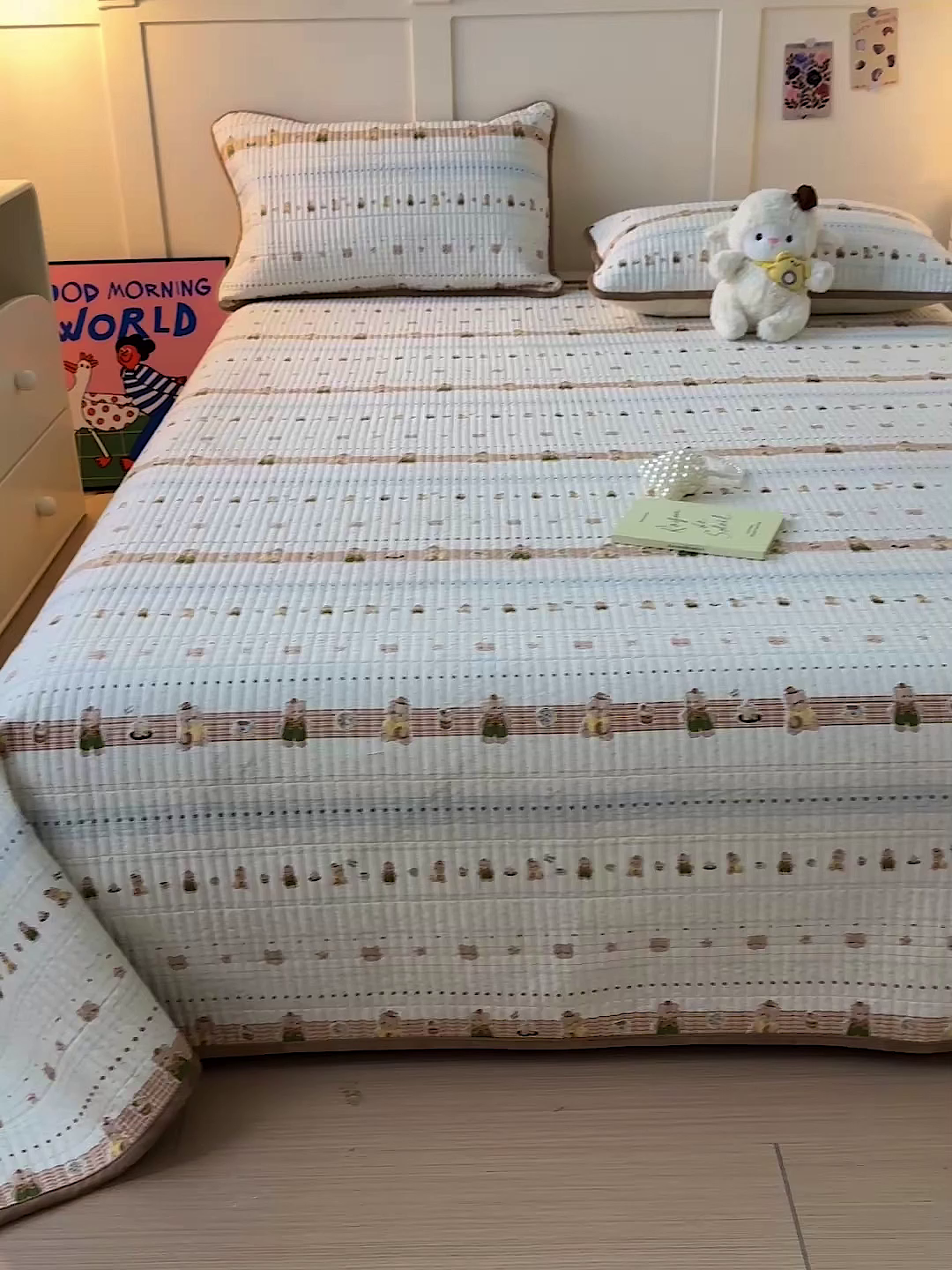 91家纺网 家纺一手货源 找家纺 橙子家居 2025新款棉加绒床盖床盖单件床盖单品床盖三件套夹层水洗棉花跑量款现货 幸运熊