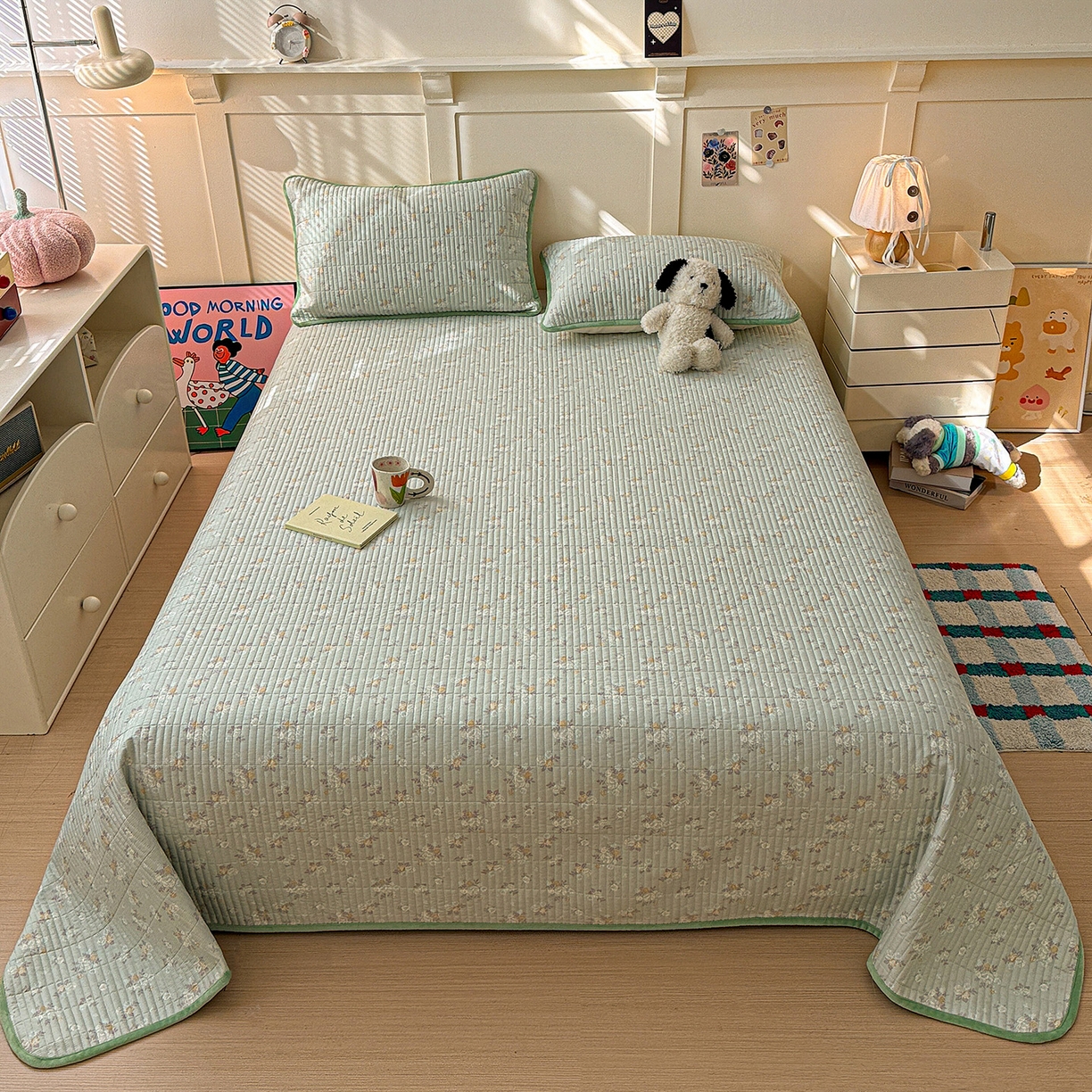 橙子家居 2025新款棉加绒床盖床盖单件床盖单品床盖三件套夹层水洗棉花跑量款现货 云棠