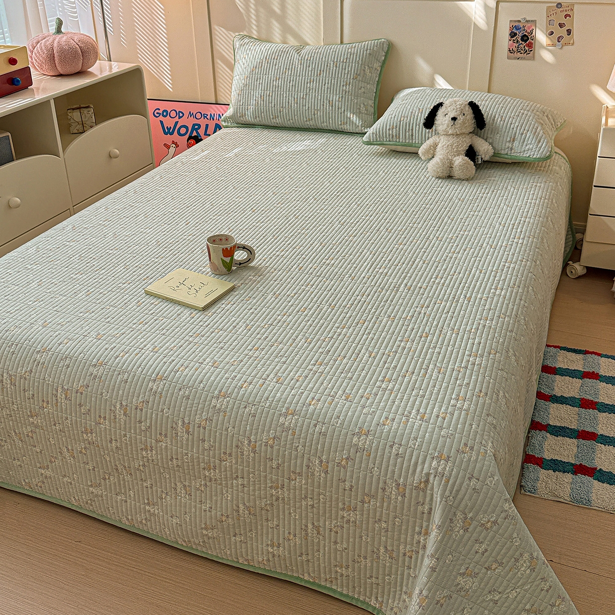 91家纺网 家纺一手货源 找家纺 橙子家居 2025新款棉加绒床盖床盖单件床盖单品床盖三件套夹层水洗棉花跑量款现货 云棠