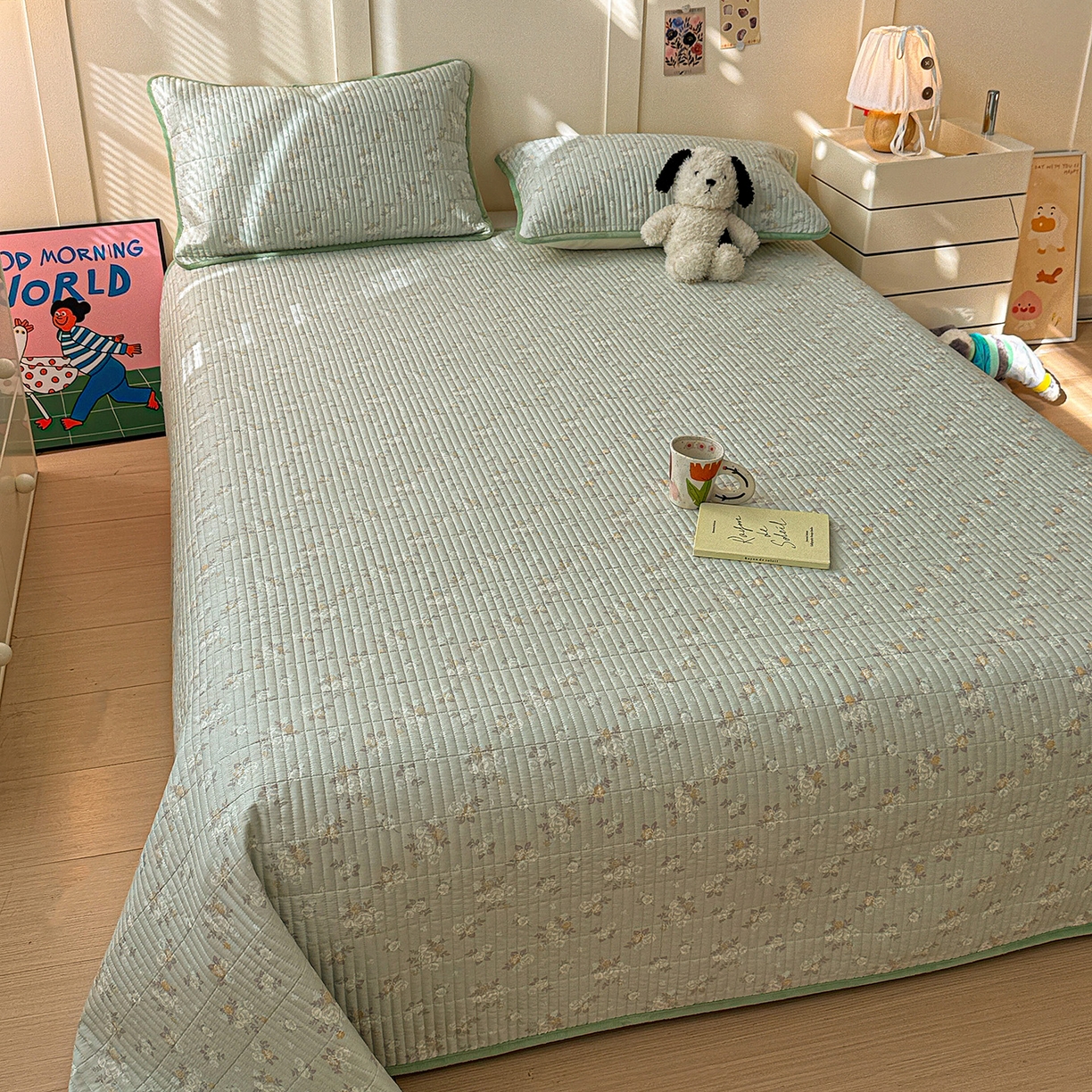 91家纺网 家纺一手货源 找家纺 橙子家居 2025新款棉加绒床盖床盖单件床盖单品床盖三件套夹层水洗棉花跑量款现货 云棠