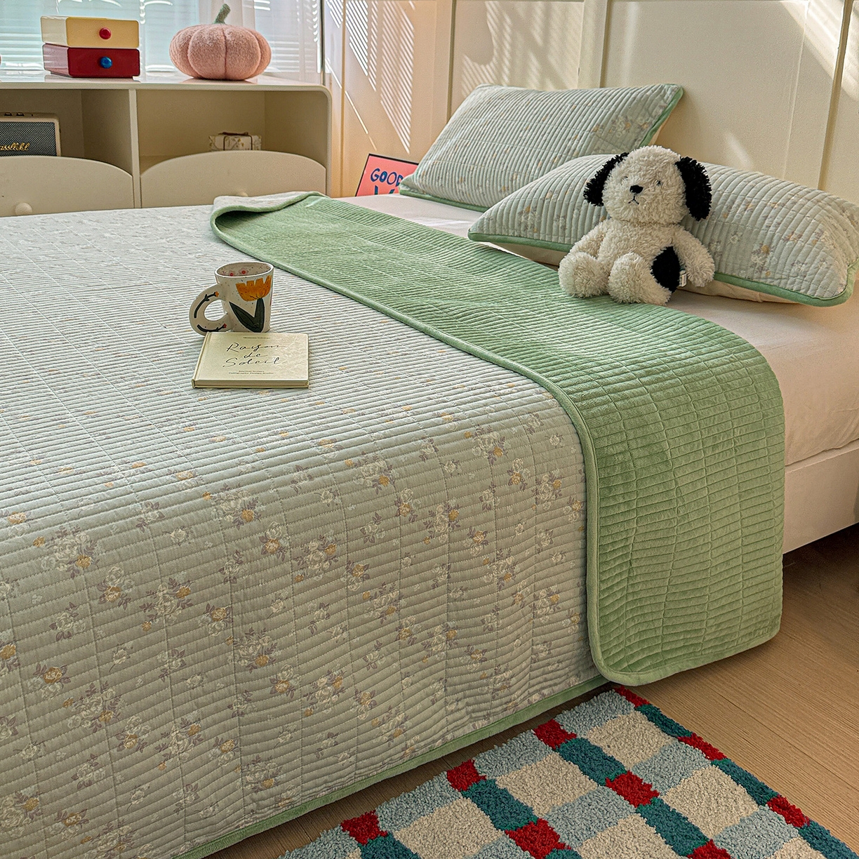 91家纺网 家纺一手货源 找家纺 橙子家居 2025新款棉加绒床盖床盖单件床盖单品床盖三件套夹层水洗棉花跑量款现货 云棠