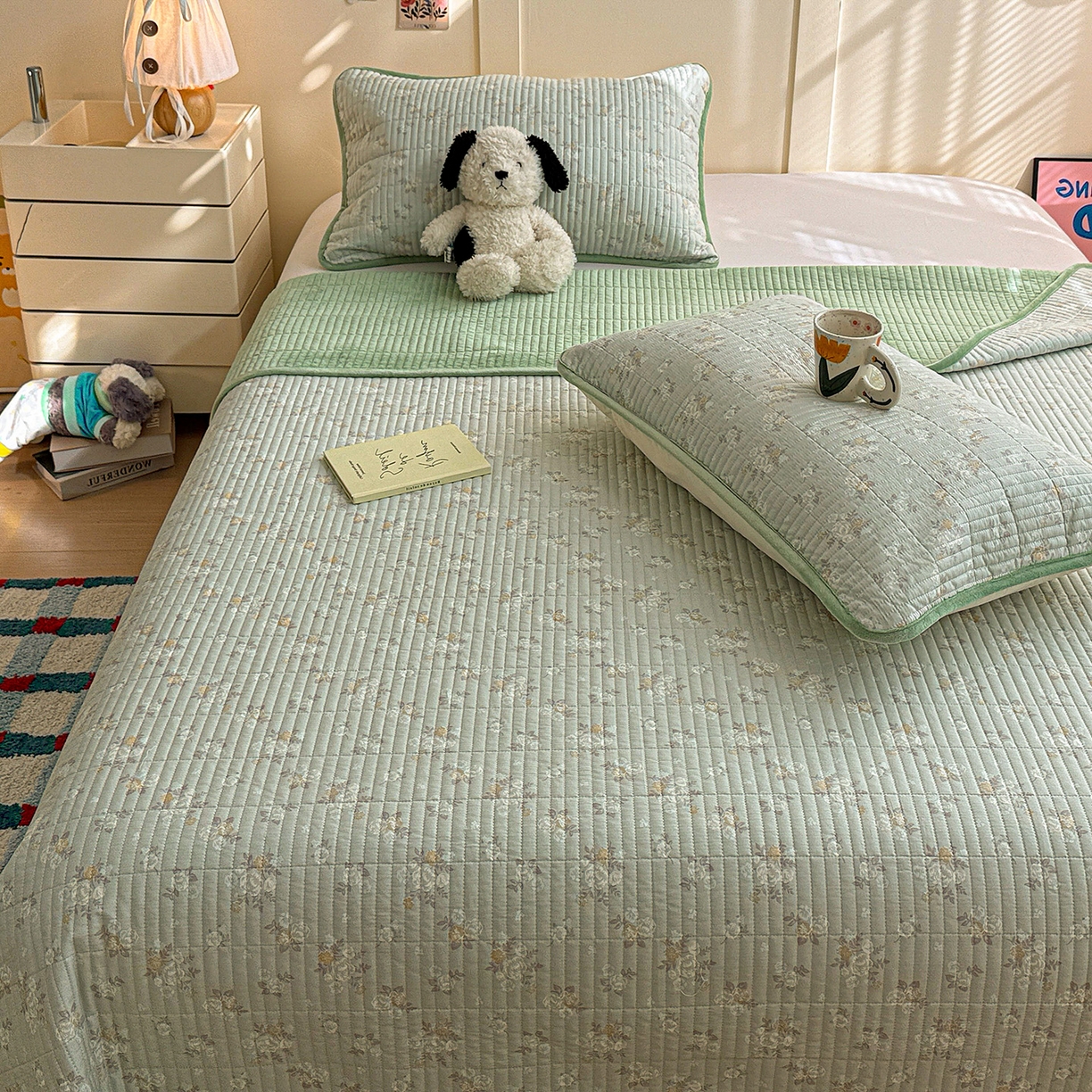 91家纺网 家纺一手货源 找家纺 橙子家居 2025新款棉加绒床盖床盖单件床盖单品床盖三件套夹层水洗棉花跑量款现货 云棠