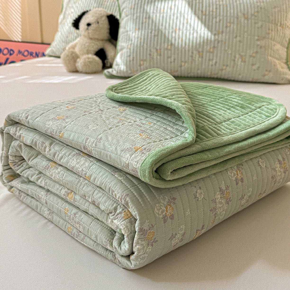 91家纺网 家纺一手货源 找家纺 橙子家居 2025新款棉加绒床盖床盖单件床盖单品床盖三件套夹层水洗棉花跑量款现货 云棠