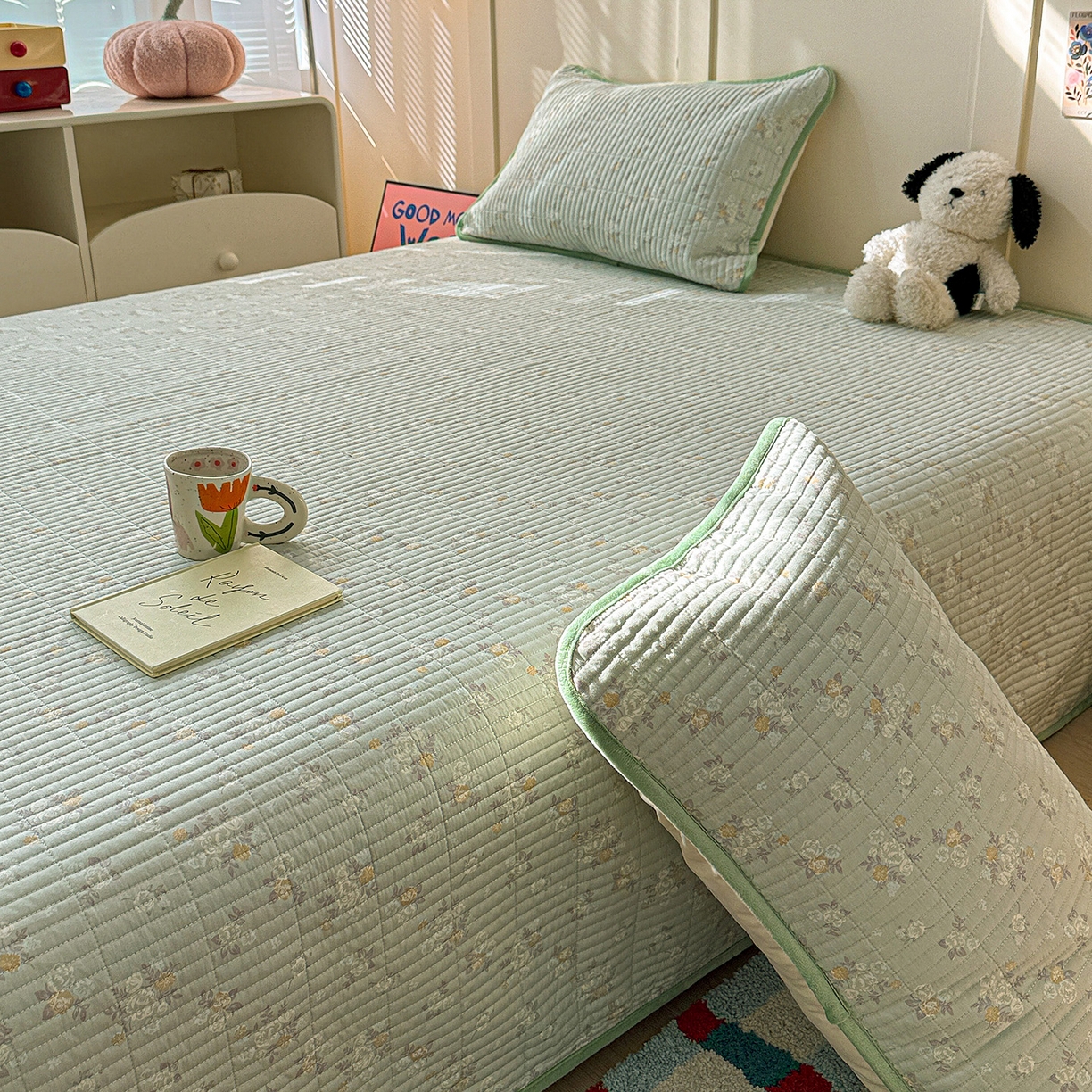 91家纺网 家纺一手货源 找家纺 橙子家居 2025新款棉加绒床盖床盖单件床盖单品床盖三件套夹层水洗棉花跑量款现货 云棠