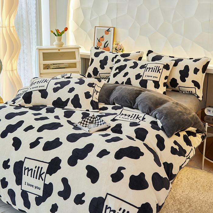 91家纺网 家纺一手货源 找家纺 （总）三盛源 2025新款牛奶绒床品四件套冬季加厚珊瑚绒被套罩双面加绒法兰绒床单三件套