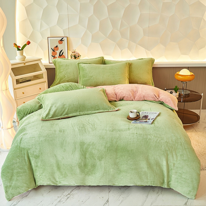 91家纺网 家纺一手货源 找家纺 （总）三盛源 2025新款牛奶绒床品四件套冬季加厚珊瑚绒被套罩双面加绒法兰绒床单三件套