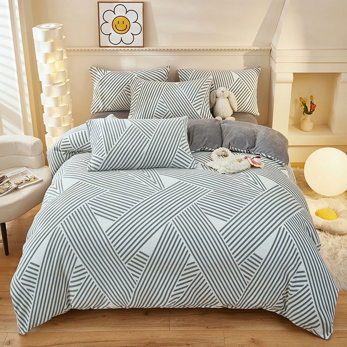 91家纺网 家纺一手货源 找家纺 （总）三盛源 2025新款牛奶绒床品四件套冬季加厚珊瑚绒被套罩双面加绒法兰绒床单三件套