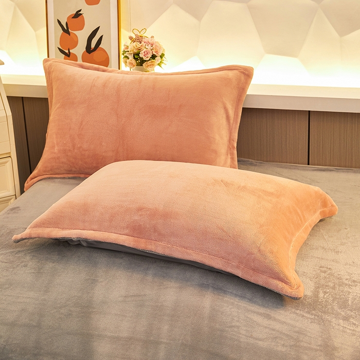 91家纺网 家纺一手货源 找家纺 三盛源 2025新款牛奶绒床品四件套冬季加厚珊瑚绒被套罩双面加绒法兰绒床单三件套 豆沙-灰