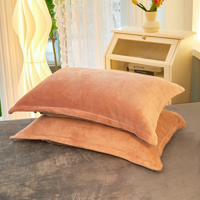 91家纺网 家纺一手货源 找家纺 三盛源 2025新款牛奶绒床品四件套冬季加厚珊瑚绒被套罩双面加绒法兰绒床单三件套 豆沙-灰