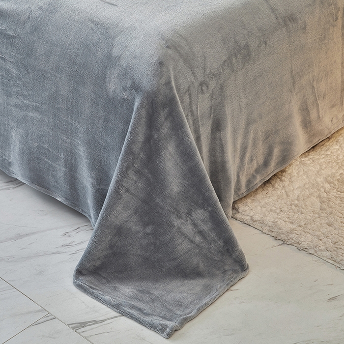 91家纺网 家纺一手货源 找家纺 三盛源 2025新款牛奶绒床品四件套冬季加厚珊瑚绒被套罩双面加绒法兰绒床单三件套 深灰-灰