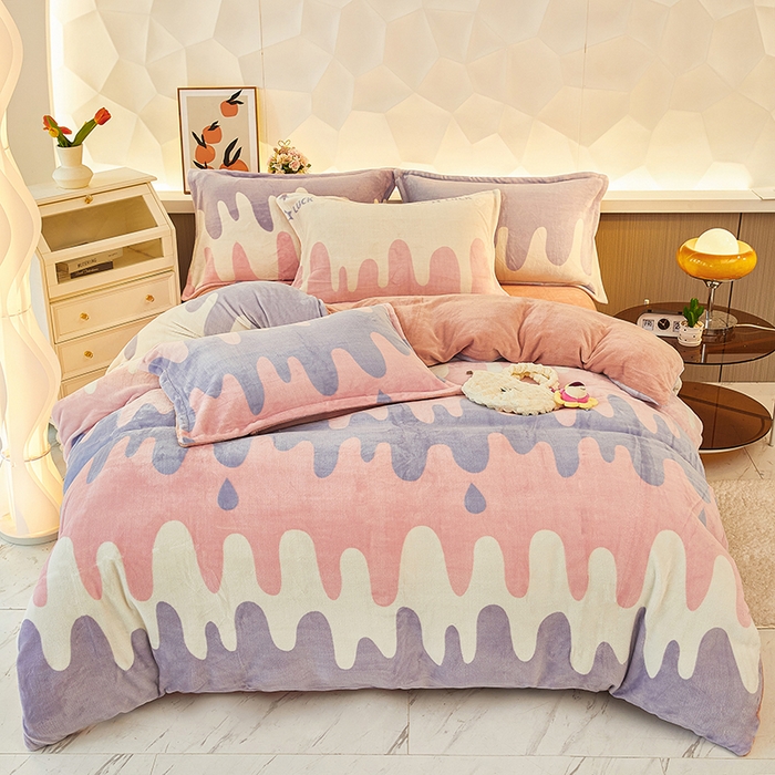 三盛源 2025新款牛奶绒床品四件套冬季加厚珊瑚绒被套罩双面加绒法兰绒床单三件套 字节跳动