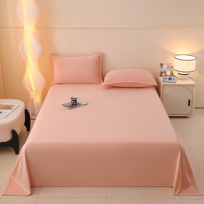 91家纺网 家纺一手货源 找家纺 （总）湘之帛 2025新款高克重纯色牛奶绒床单