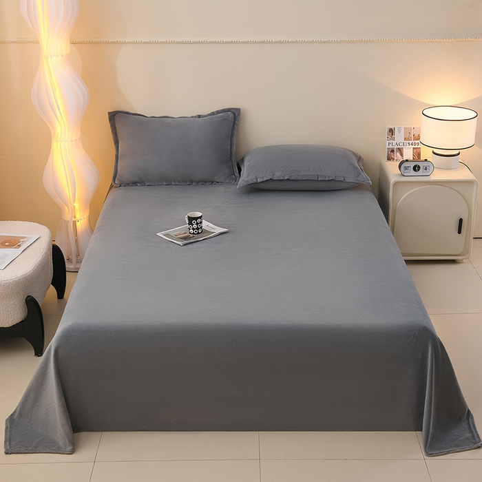 91家纺网 家纺一手货源 找家纺 （总）湘之帛 2025新款高克重纯色牛奶绒床单