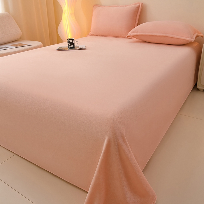 91家纺网 家纺一手货源 找家纺 湘之帛 2025新款高克重纯色牛奶绒床单 粉色