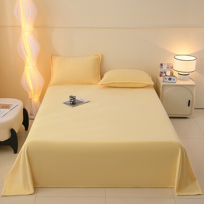 湘之帛 2025新款高克重纯色牛奶绒床单 米黄