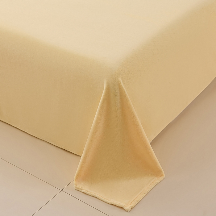 91家纺网 家纺一手货源 找家纺 湘之帛 2025新款高克重纯色牛奶绒床单 米黄