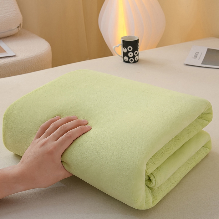 91家纺网 家纺一手货源 找家纺 湘之帛 2025新款高克重纯色牛奶绒床单 浅绿