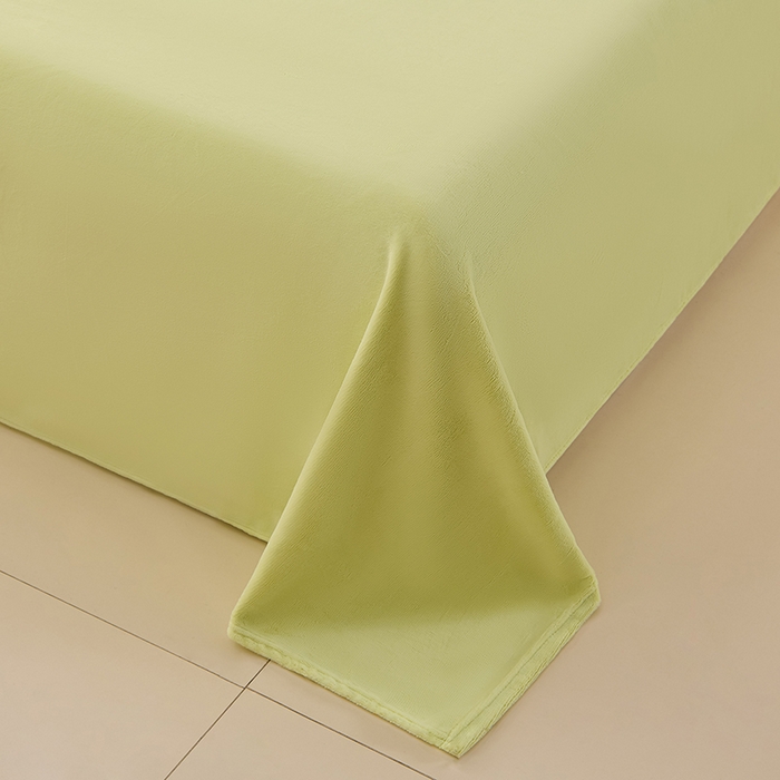 91家纺网 家纺一手货源 找家纺 湘之帛 2025新款高克重纯色牛奶绒床单 浅绿