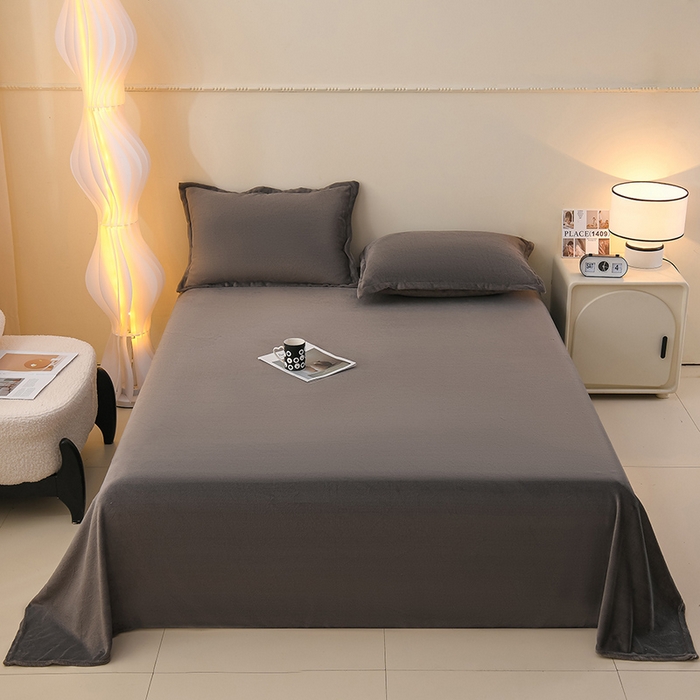 湘之帛 2025新款高克重纯色牛奶绒床单 深灰