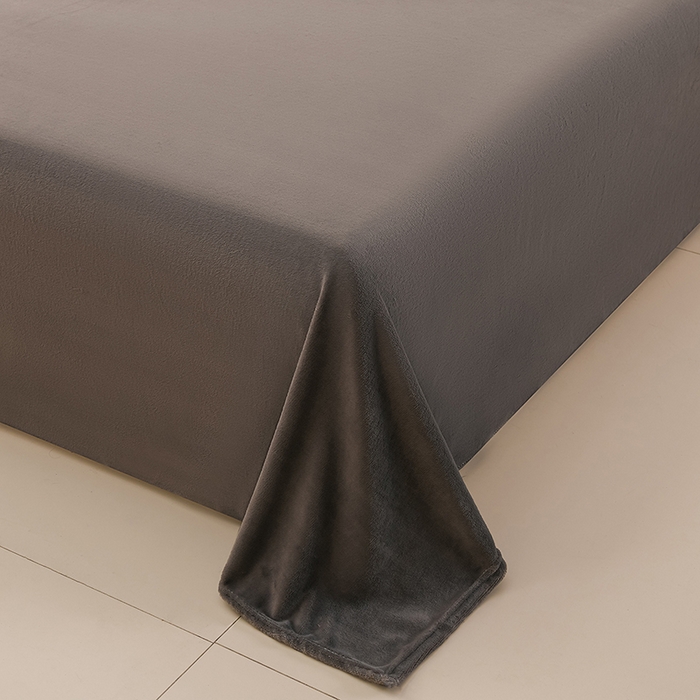 91家纺网 家纺一手货源 找家纺 湘之帛 2025新款高克重纯色牛奶绒床单 深灰