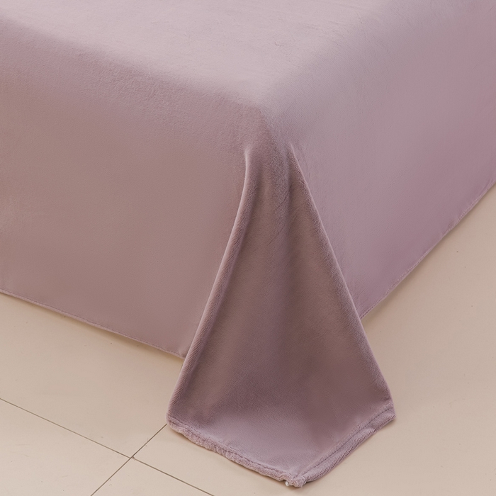 91家纺网 家纺一手货源 找家纺 湘之帛 2025新款高克重纯色牛奶绒床单 紫色