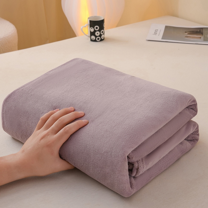 91家纺网 家纺一手货源 找家纺 湘之帛 2025新款高克重纯色牛奶绒床单 紫色