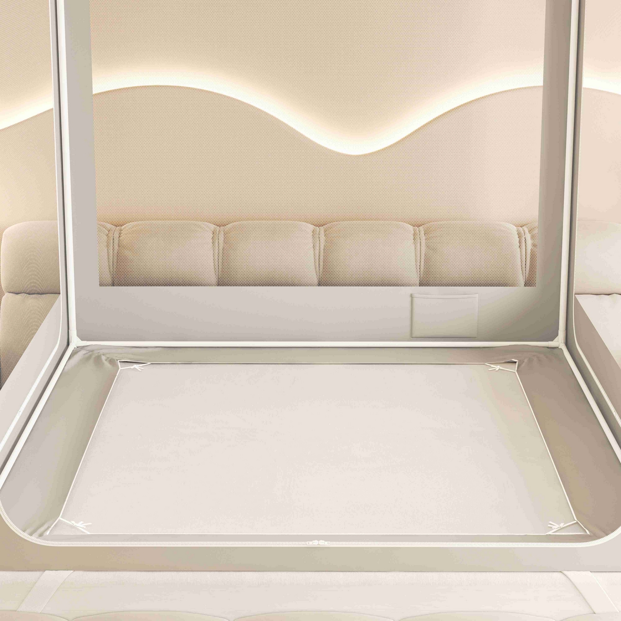 91家纺网 家纺一手货源 找家纺 初心家纺 2025新款防尘遮光保暖蚊帐 浅灰