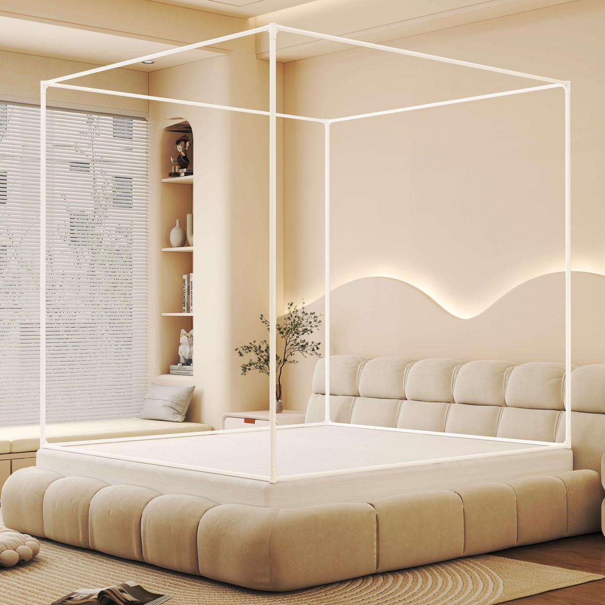 91家纺网 家纺一手货源 找家纺 初心家纺 2025新款防尘遮光保暖蚊帐 浅紫