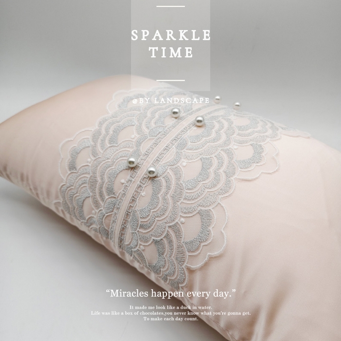 91家纺网 家纺一手货源 找家纺 澜屿 新款珍珠蕾丝小抱枕 玉粉