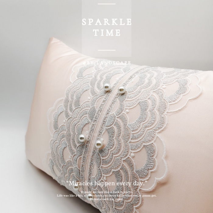 91家纺网 家纺一手货源 找家纺 澜屿 新款珍珠蕾丝小抱枕 玉粉