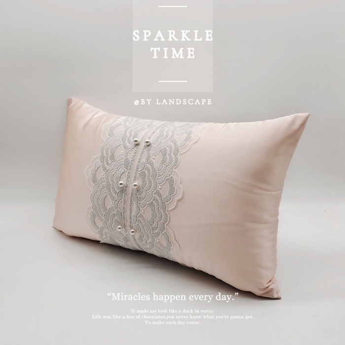 91家纺网 家纺一手货源 找家纺 澜屿 新款珍珠蕾丝小抱枕 玉粉