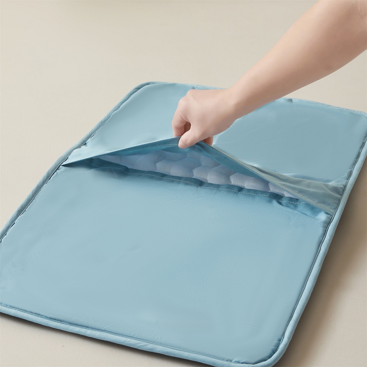 91家纺网 家纺一手货源 找家纺 居眠 2025新款简格-棉花防水枕套-简格 简格-蓝