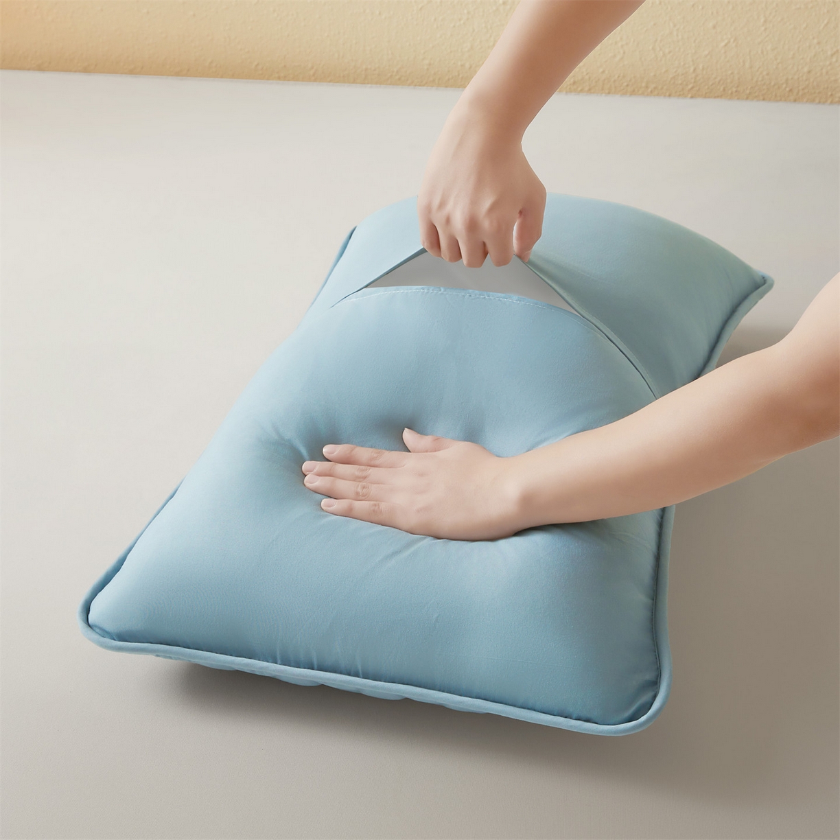 91家纺网 家纺一手货源 找家纺 居眠 2025新款简格-棉花防水枕套-简格 简格-蓝