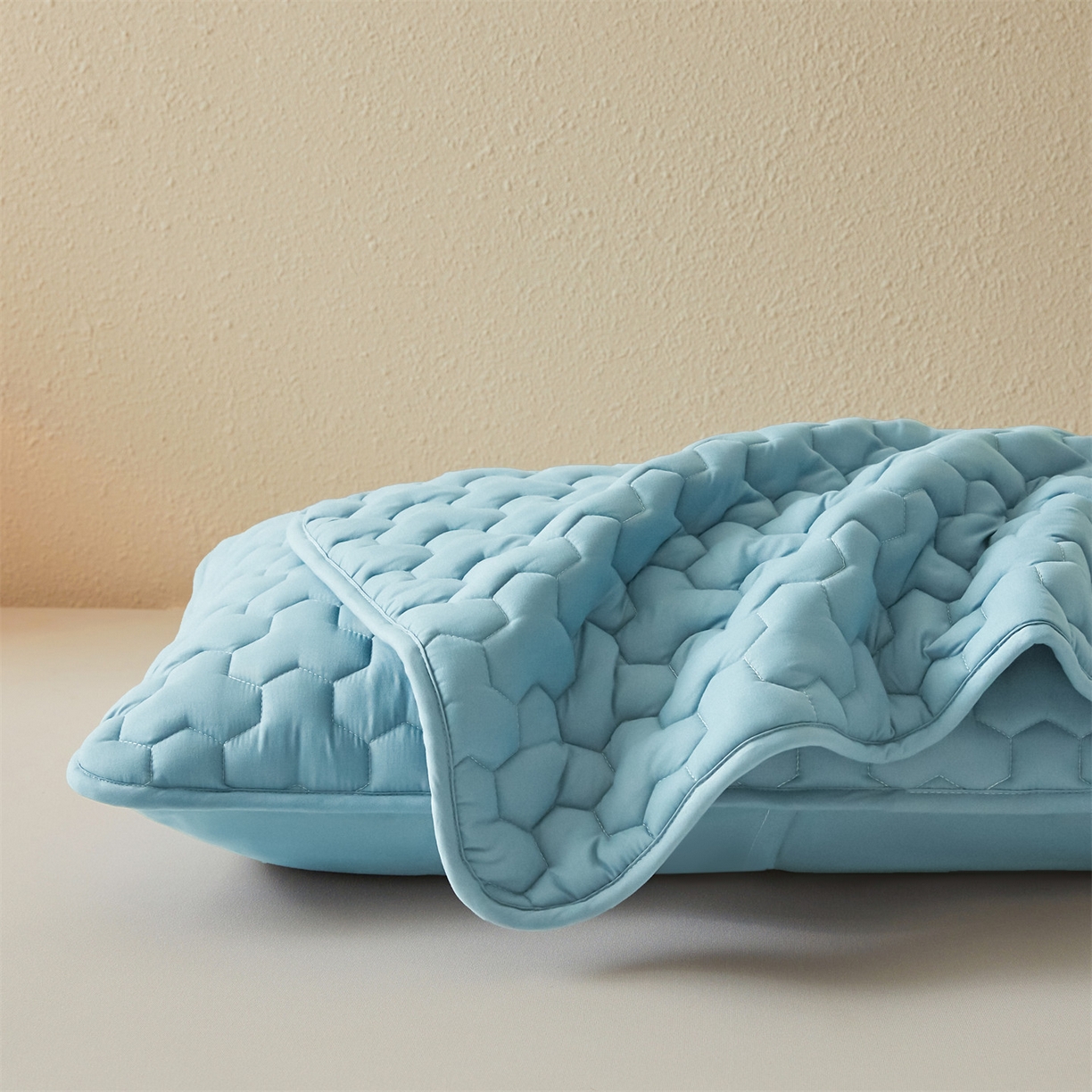 91家纺网 家纺一手货源 找家纺 居眠 2025新款简格-棉花防水枕套-简格 简格-蓝