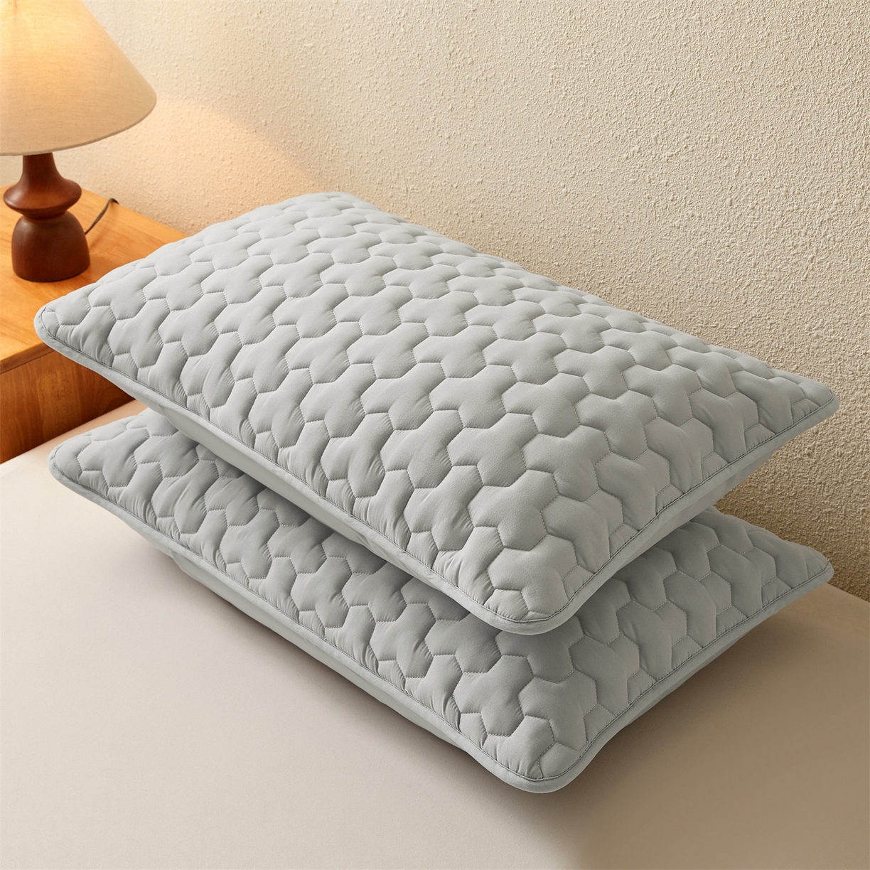 91家纺网 家纺一手货源 找家纺 居眠 2025新款简格-棉花防水枕套-简格 简格-灰