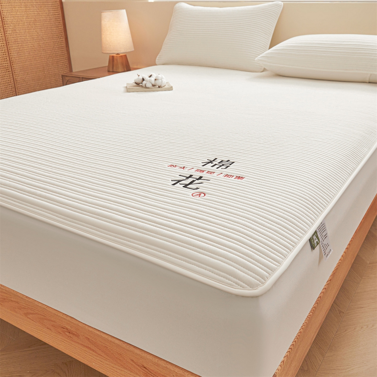 91家纺网 家纺一手货源 找家纺 （总）居眠 2025新款云纹刺绣棉花防水床笠 床笠单件-云纹