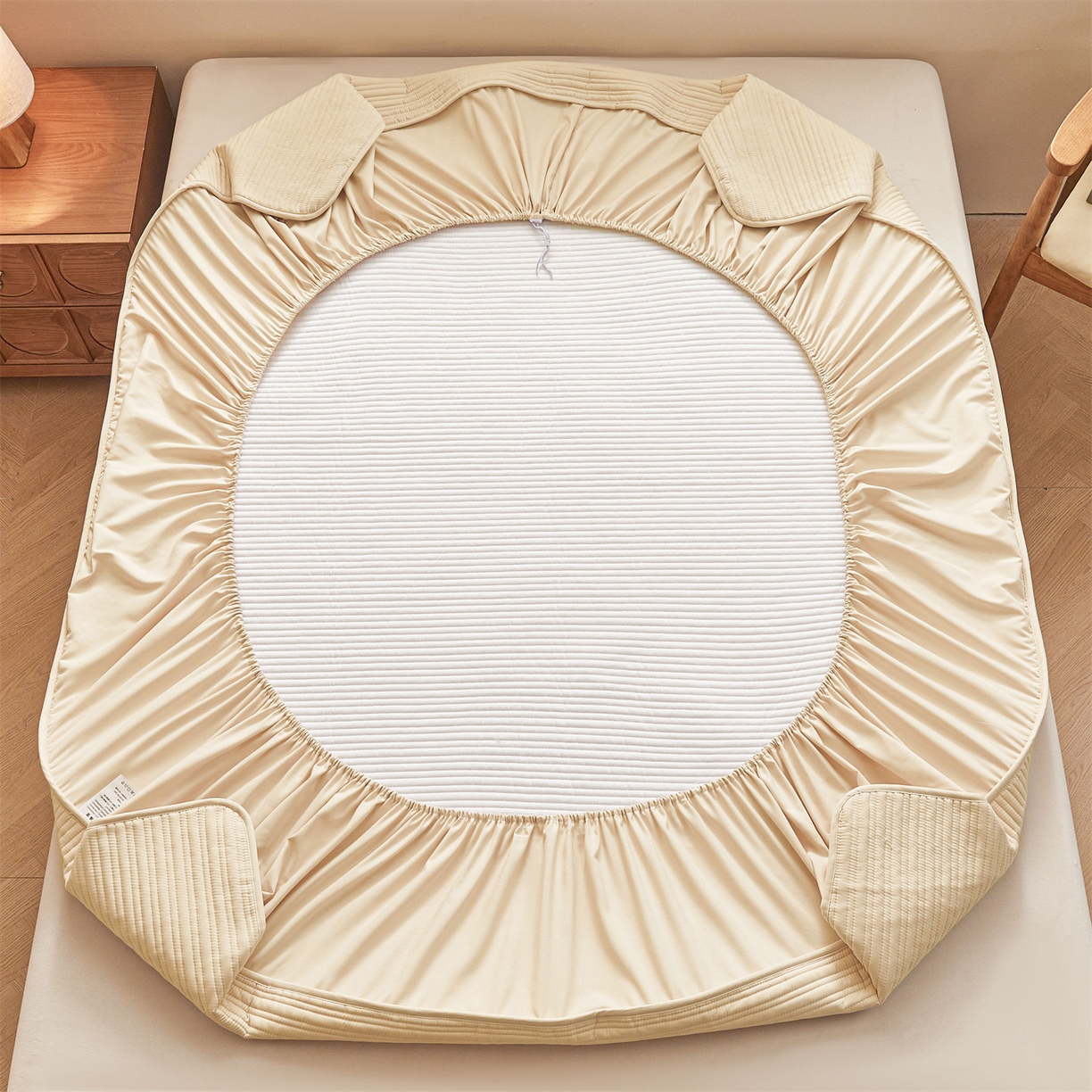 91家纺网 家纺一手货源 找家纺 居眠 2025新款云纹刺绣棉花防水床笠 床笠单件-云纹 云纹-卡