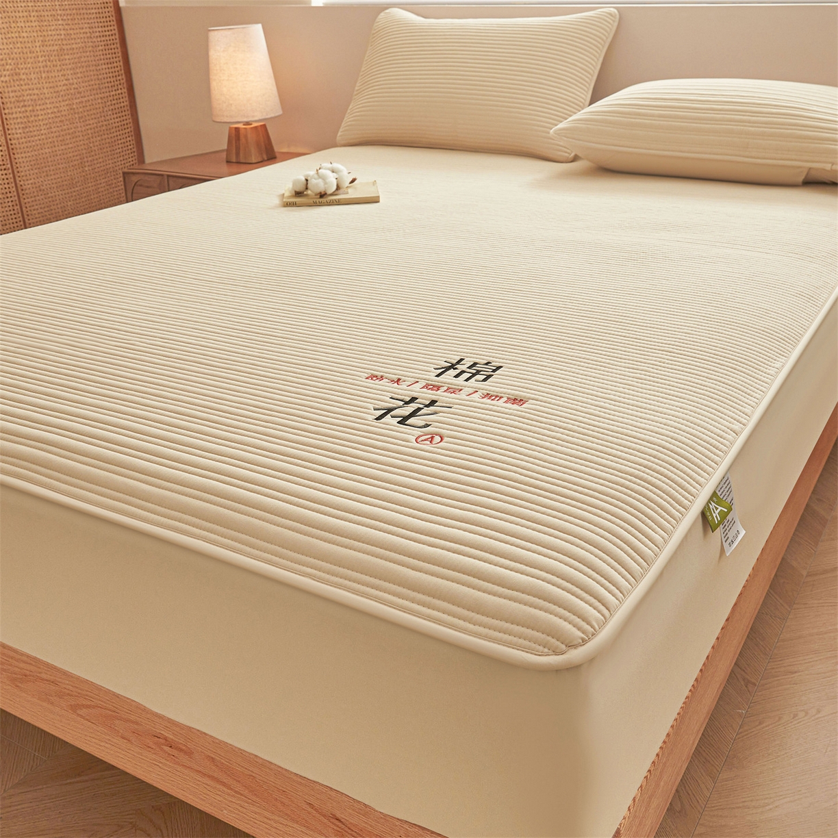 91家纺网 家纺一手货源 找家纺 居眠 2025新款云纹刺绣棉花防水床笠 床笠单件-云纹 云纹-卡